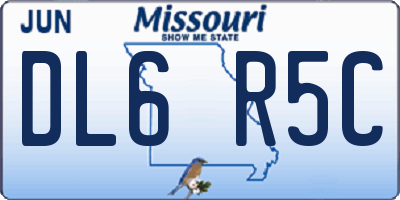 MO license plate DL6R5C