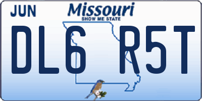 MO license plate DL6R5T