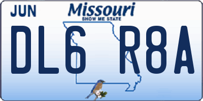 MO license plate DL6R8A