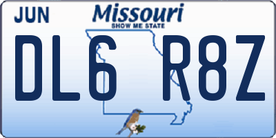 MO license plate DL6R8Z