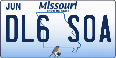 MO license plate DL6S0A