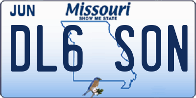 MO license plate DL6S0N