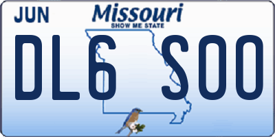 MO license plate DL6S0O