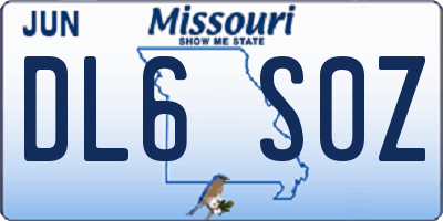 MO license plate DL6S0Z