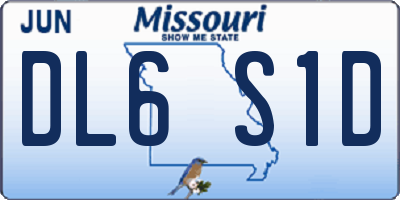 MO license plate DL6S1D