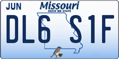 MO license plate DL6S1F