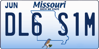 MO license plate DL6S1M