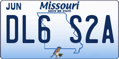 MO license plate DL6S2A