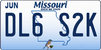 MO license plate DL6S2K