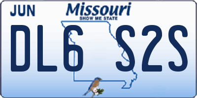 MO license plate DL6S2S