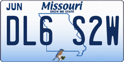 MO license plate DL6S2W