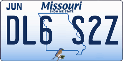 MO license plate DL6S2Z