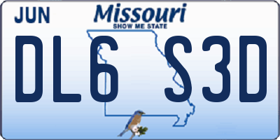MO license plate DL6S3D