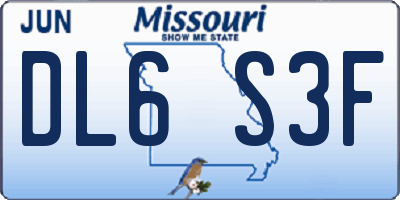 MO license plate DL6S3F