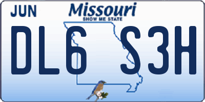 MO license plate DL6S3H