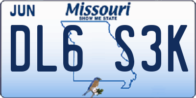 MO license plate DL6S3K