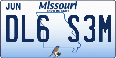 MO license plate DL6S3M