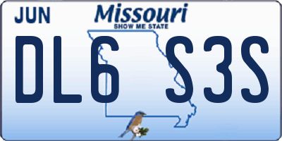 MO license plate DL6S3S