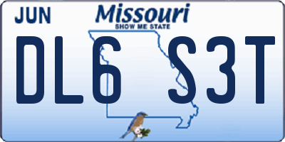 MO license plate DL6S3T