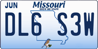 MO license plate DL6S3W