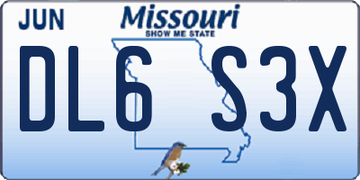 MO license plate DL6S3X