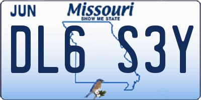 MO license plate DL6S3Y