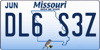 MO license plate DL6S3Z