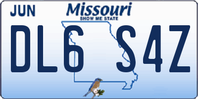 MO license plate DL6S4Z