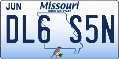 MO license plate DL6S5N