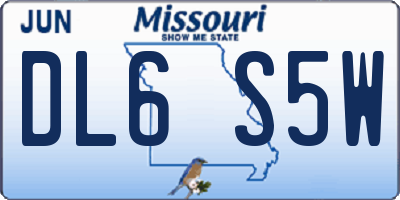 MO license plate DL6S5W