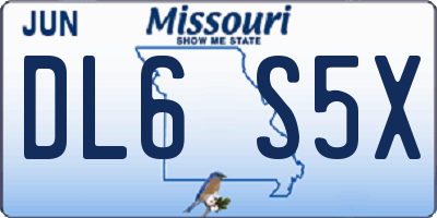 MO license plate DL6S5X