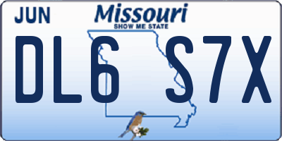 MO license plate DL6S7X