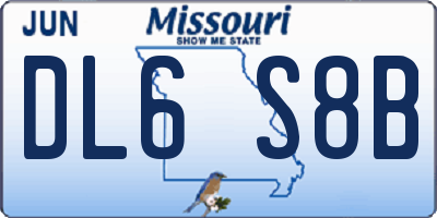 MO license plate DL6S8B