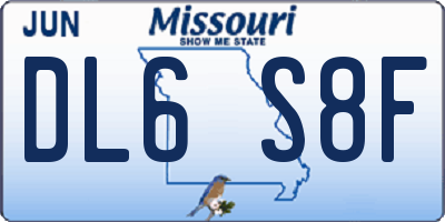 MO license plate DL6S8F