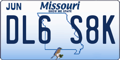 MO license plate DL6S8K