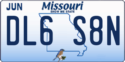MO license plate DL6S8N