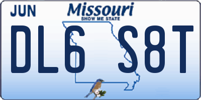 MO license plate DL6S8T