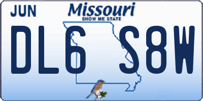 MO license plate DL6S8W