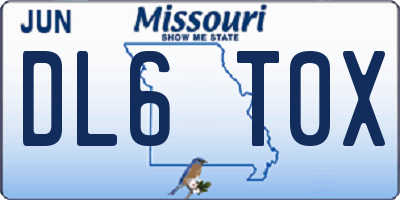 MO license plate DL6T0X