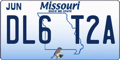 MO license plate DL6T2A