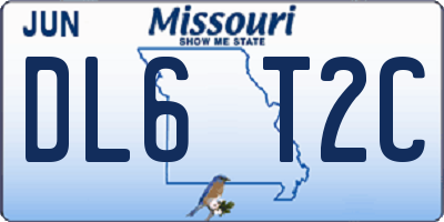 MO license plate DL6T2C