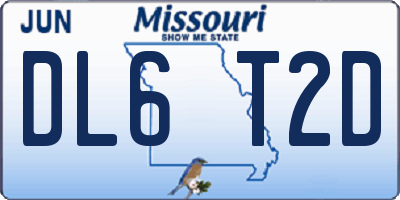 MO license plate DL6T2D
