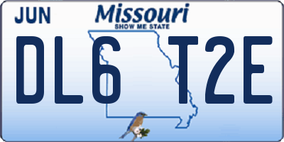 MO license plate DL6T2E