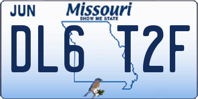 MO license plate DL6T2F