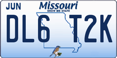 MO license plate DL6T2K