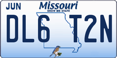 MO license plate DL6T2N