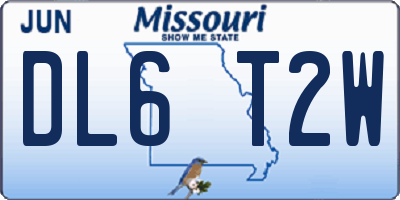 MO license plate DL6T2W