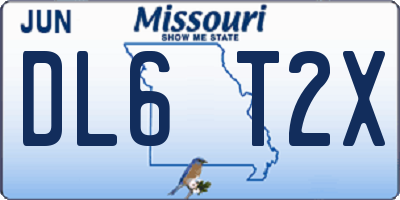 MO license plate DL6T2X