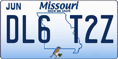 MO license plate DL6T2Z