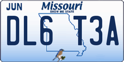 MO license plate DL6T3A